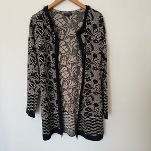 Gottardi Open Face Cardigan Womens size Large Merino Wool Acrylic Blend Floral